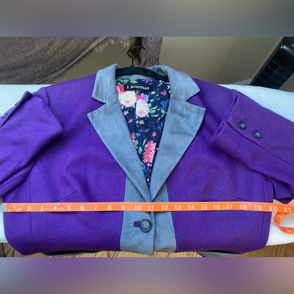 J. Peterman Company Wool Blend Blazer with Colorblock and Printed Lining Size 10 - Picture 8 of 12